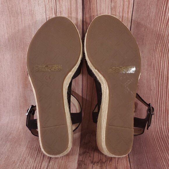 Vionic Ariel Womens Sz 7.5 Wide Black Suede Ankle Strap Wedge Espadrille Sandals - Picture 13 of 15